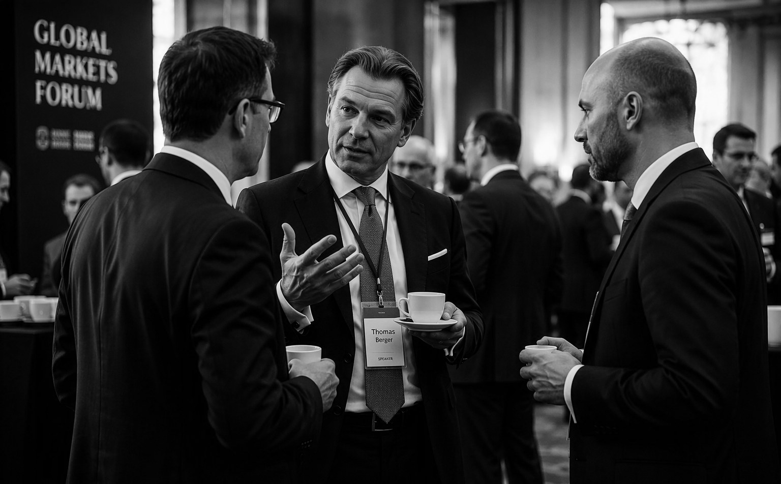 Delegates networking at a conference coffee break during a MICE event in Singapore
